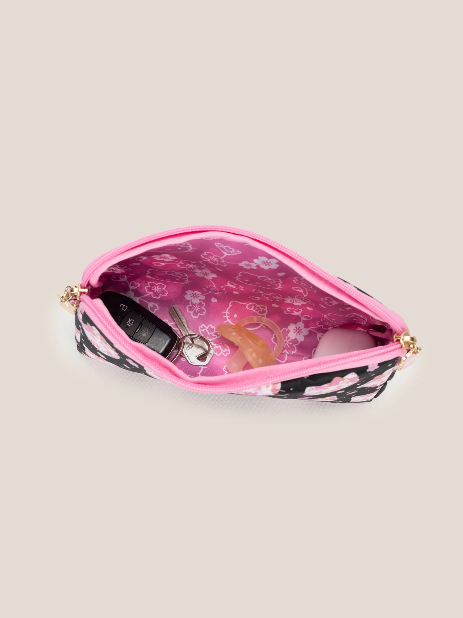 Hello Kitty® × JuJuBe Cherry Blossoms Be Set 3-Piece Pouch Set — Black and Pink - Image 3