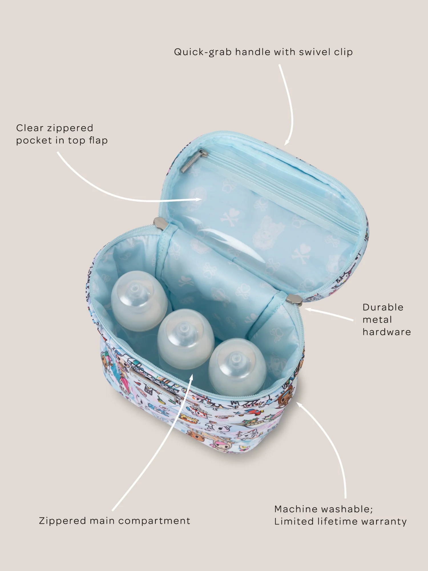 tokidoki Snow Day Fuel Cell Insulated Bottle Bag — Ice Blue - Image 3